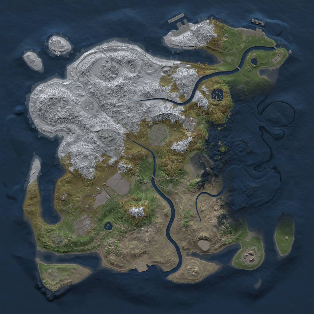 Rust Map: Procedural Map, Size: 3700, Seed: 1642568059, 14 Monuments