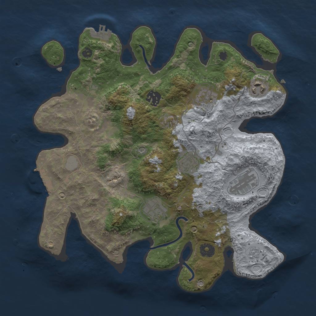 Rust Map: Procedural Map, Size: 3200, Seed: 351048238, 13 Monuments