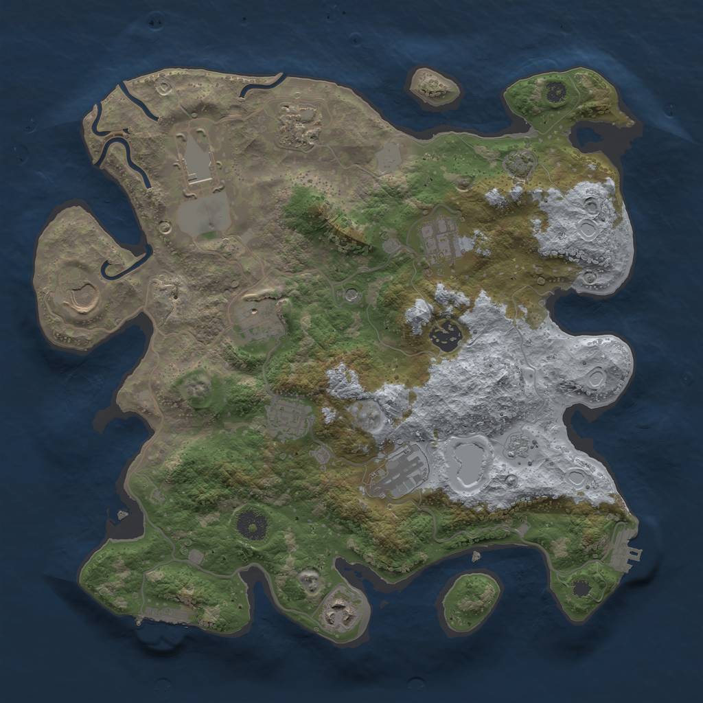 Rust Map: Procedural Map, Size: 3500, Seed: 619551541, 17 Monuments