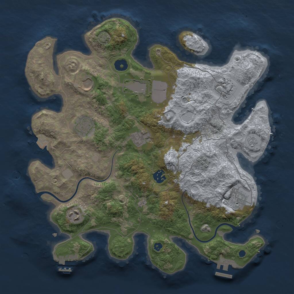 Rust Map: Procedural Map, Size: 3500, Seed: 1508961591, 14 Monuments