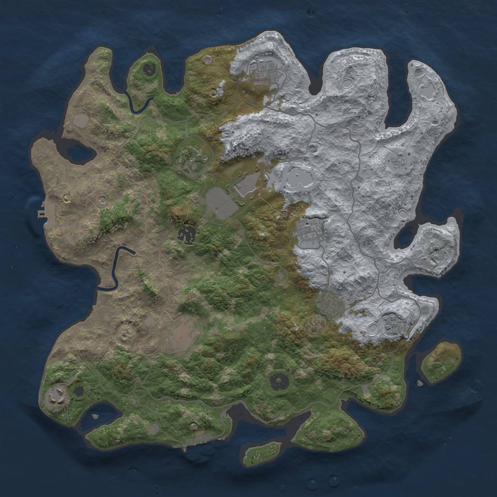 Rust Map: Procedural Map, Size: 4000, Seed: 1333894434, 16 Monuments