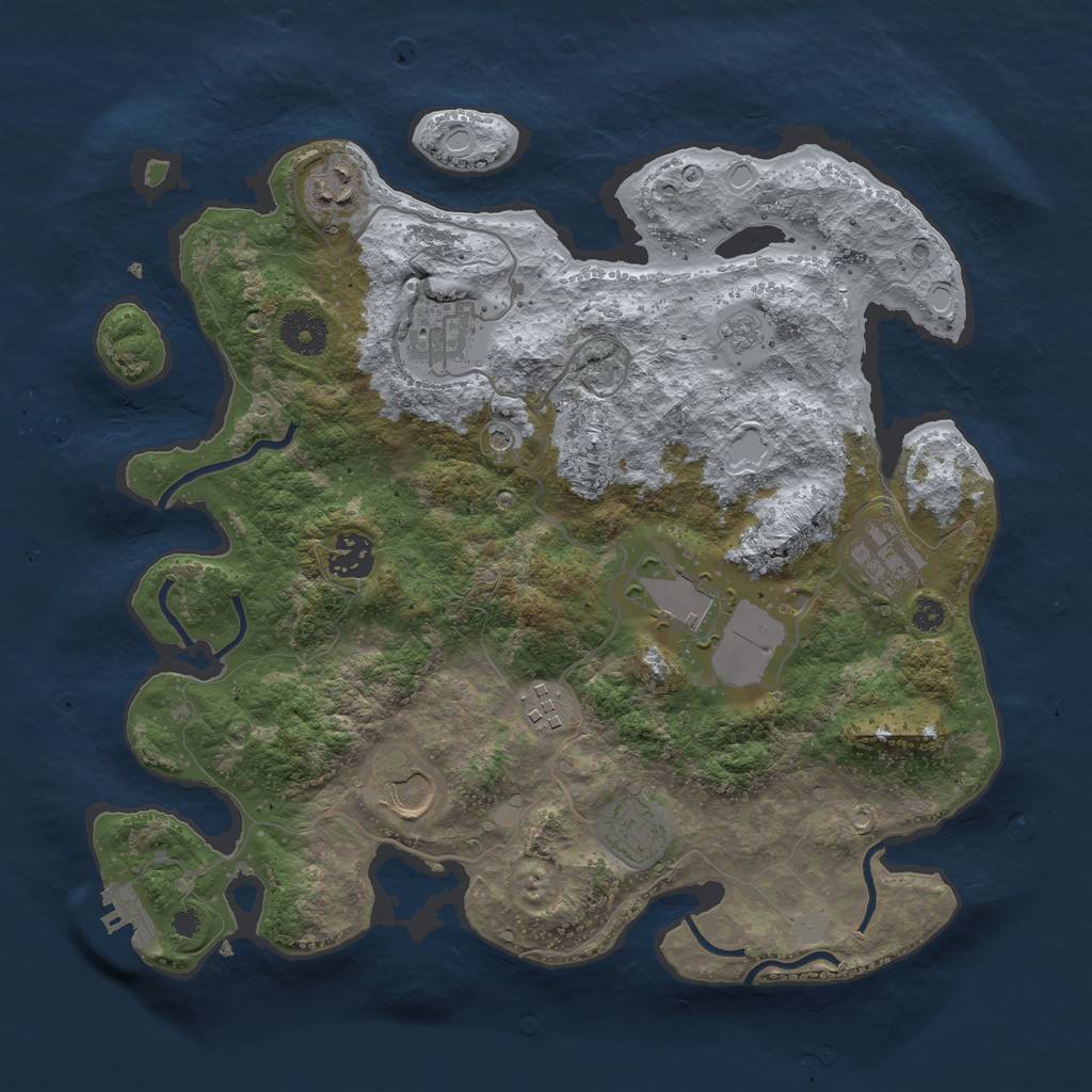 Rust Map: Procedural Map, Size: 3500, Seed: 98857965, 14 Monuments