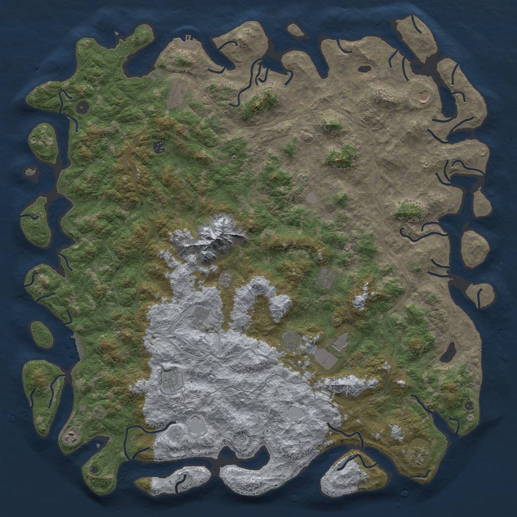 Rust Map: Procedural Map, Size: 6000, Seed: 1606224944, 18 Monuments