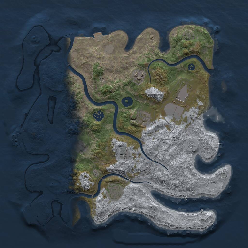 Rust Map: Procedural Map, Size: 3500, Seed: 493103702, 13 Monuments