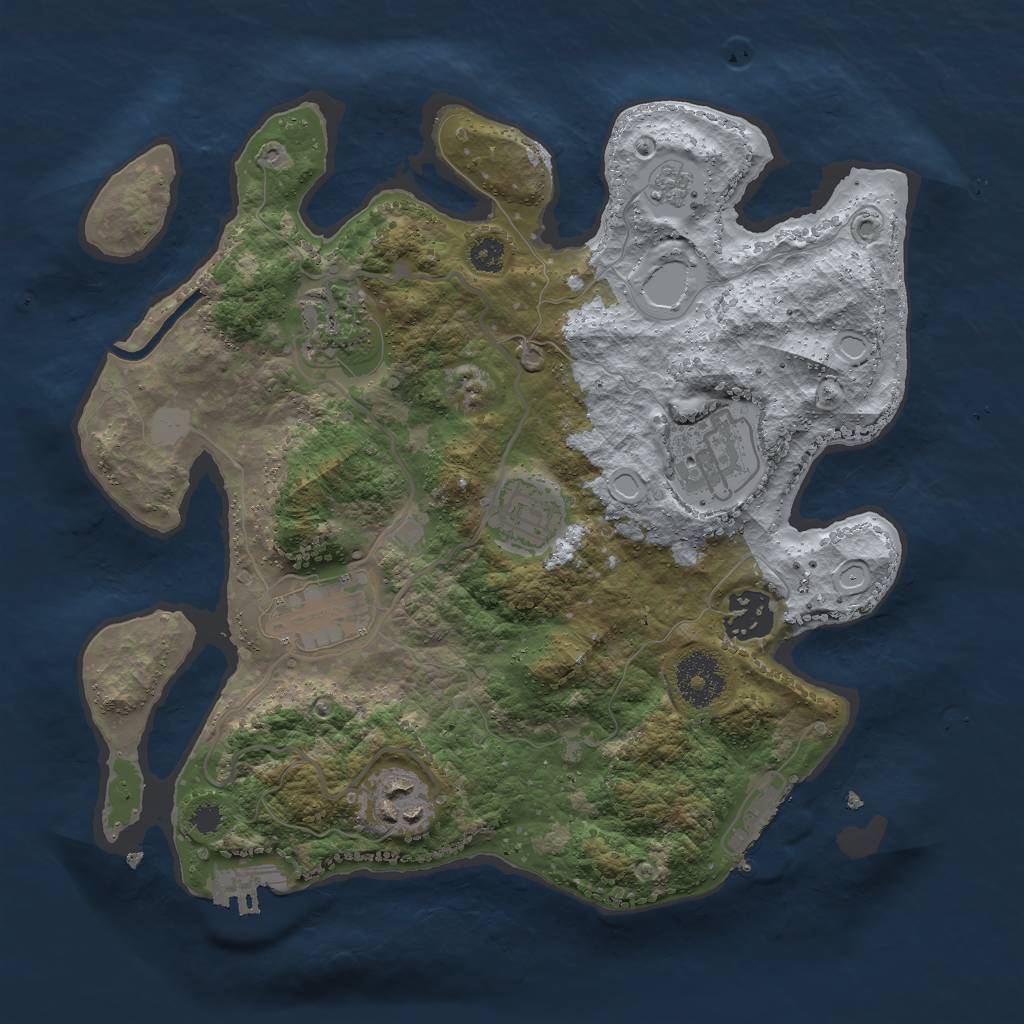 Rust Map: Procedural Map, Size: 3000, Seed: 2064836617, 12 Monuments