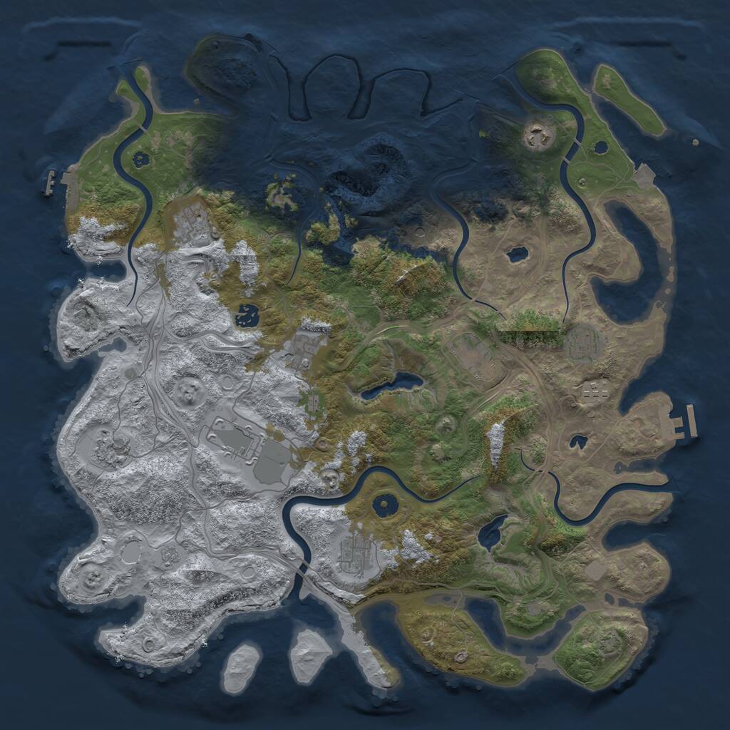 Rust Map: Procedural Map, Size: 4500, Seed: 1283688549, 16 Monuments