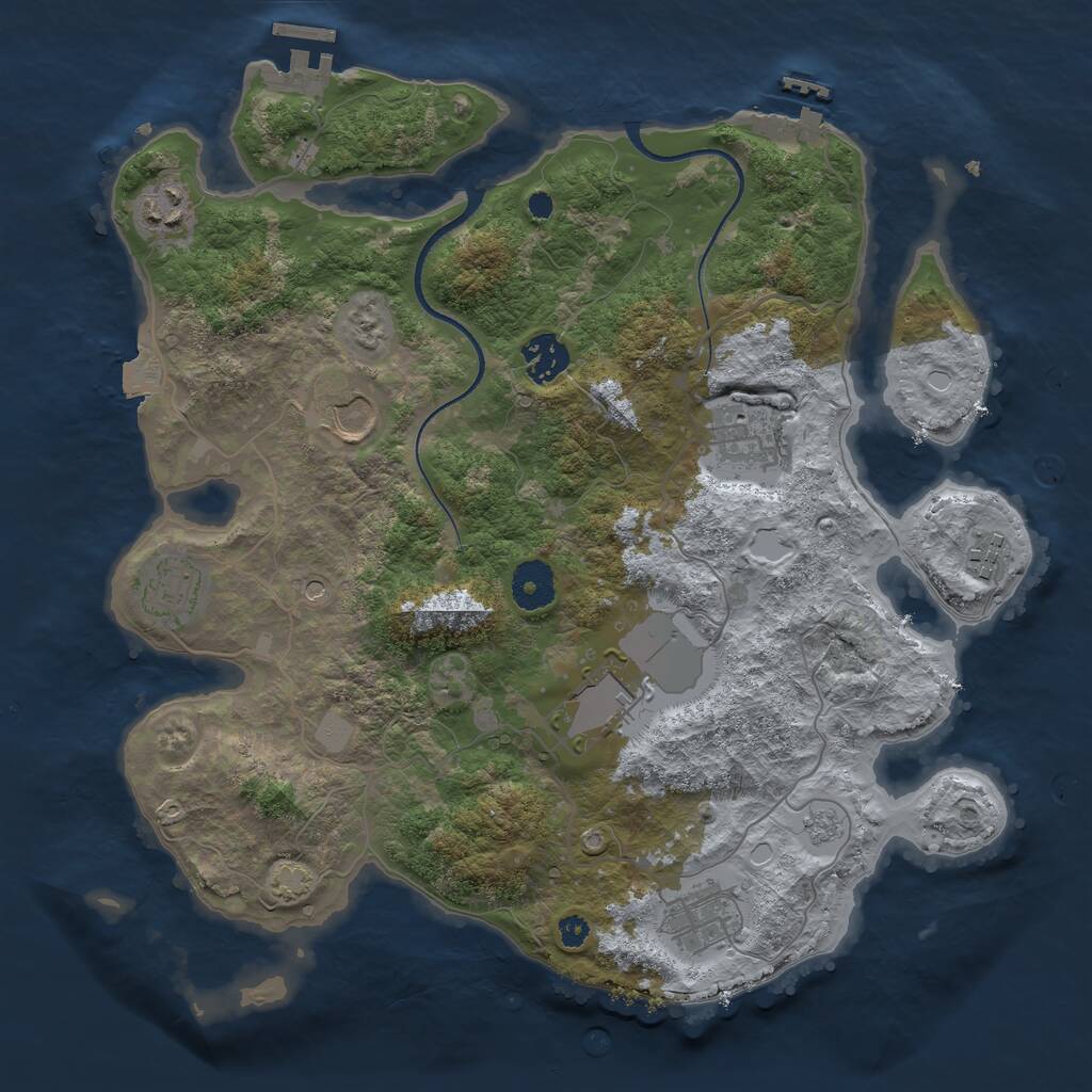 Rust Map: Procedural Map, Size: 3500, Seed: 555284324, 14 Monuments