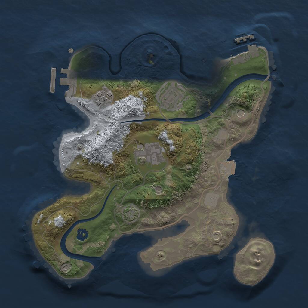 Rust Map: Procedural Map, Size: 2500, Seed: 8239061, 8 Monuments