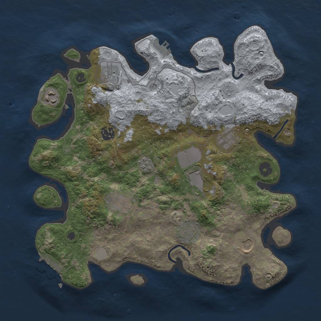 Rust Map: Procedural Map, Size: 3500, Seed: 23222, 16 Monuments