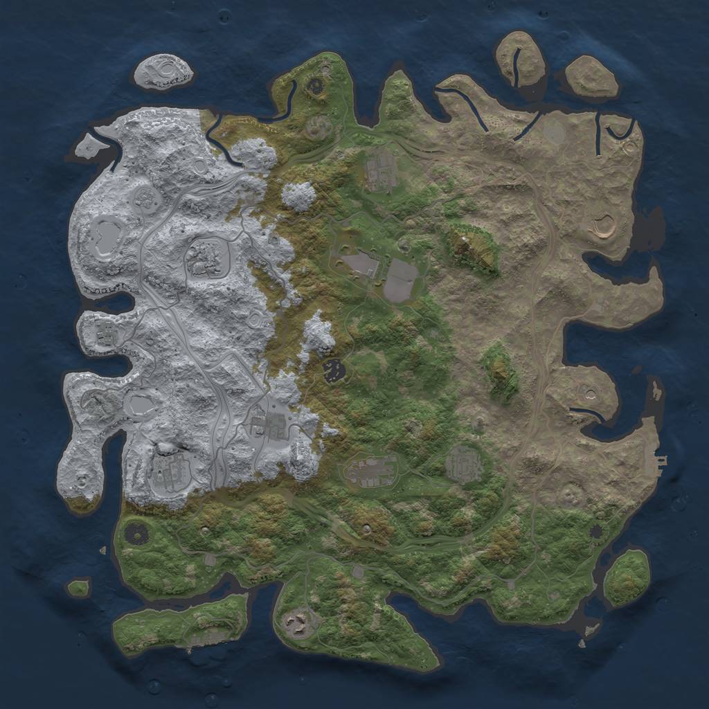 Rust Map: Procedural Map, Size: 4500, Seed: 32024021, 18 Monuments