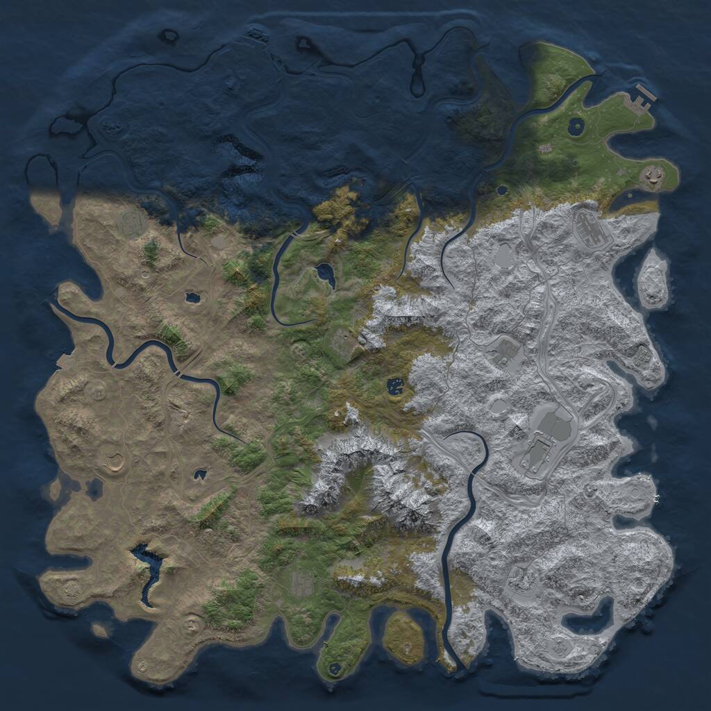 Rust Map: Procedural Map, Size: 6000, Seed: 292727292, 17 Monuments