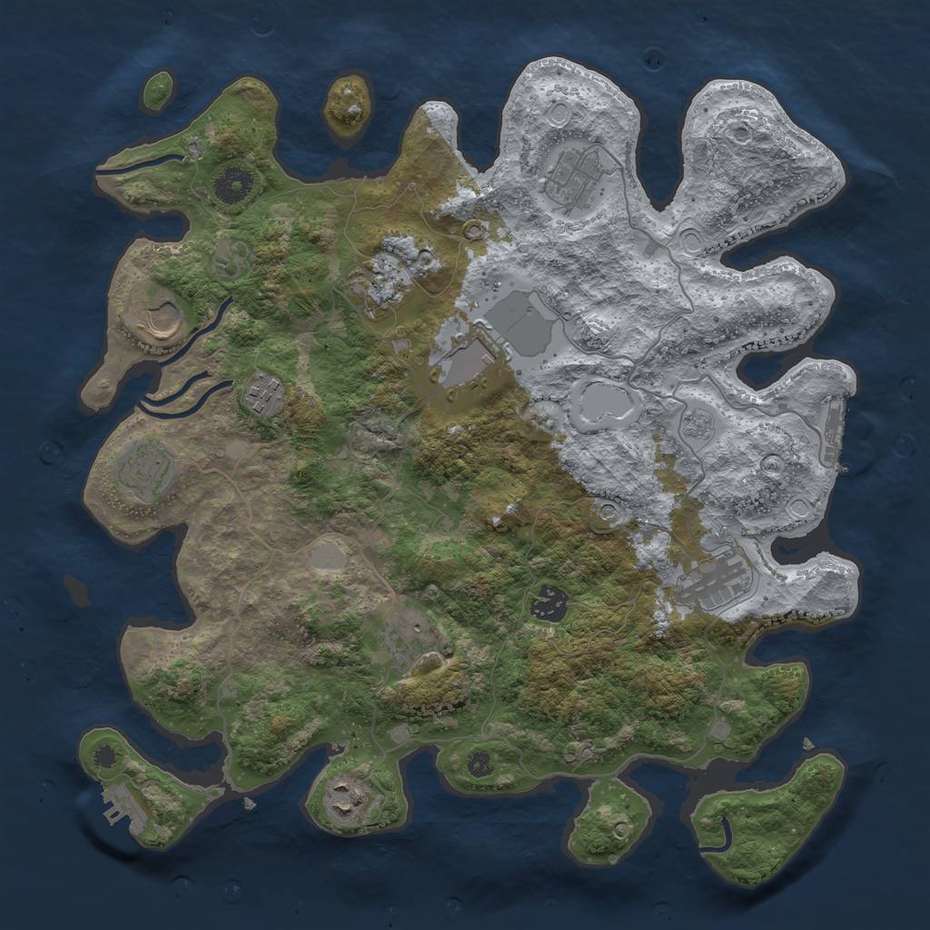 Rust Map: Procedural Map, Size: 3750, Seed: 324009505, 17 Monuments