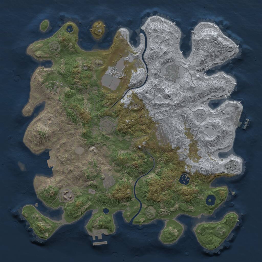 Rust Map: Procedural Map, Size: 3750, Seed: 324009505, 15 Monuments