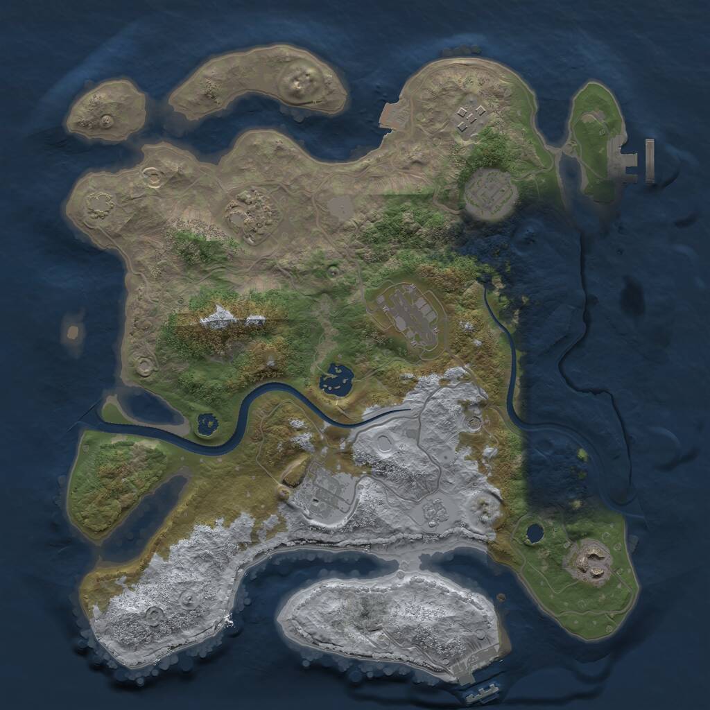 Rust Map: Procedural Map, Size: 3250, Seed: 1461392049, 13 Monuments