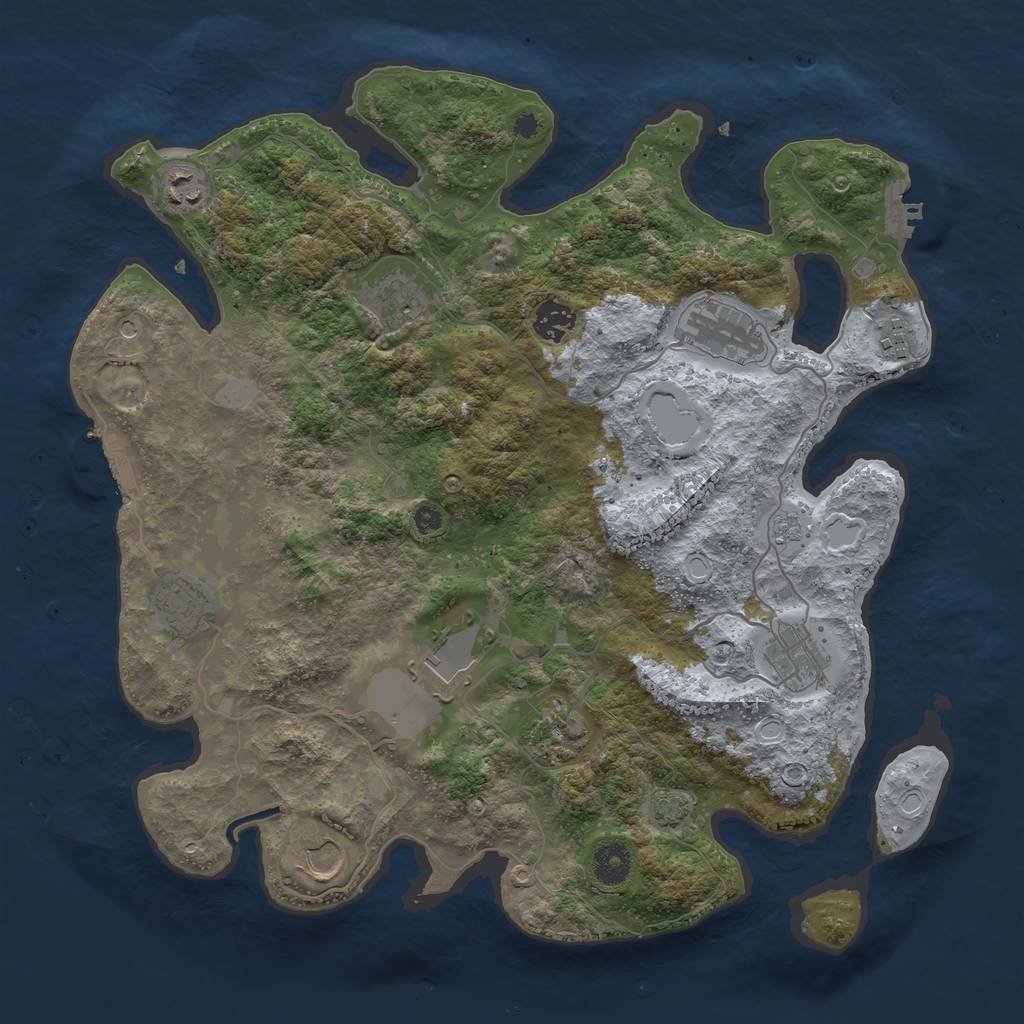 Rust Map: Procedural Map, Size: 3800, Seed: 577315846, 18 Monuments