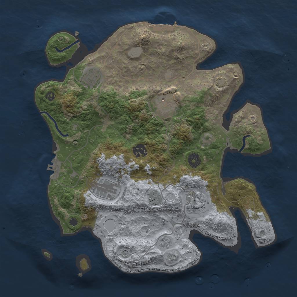Rust Map: Procedural Map, Size: 3200, Seed: 1183331318, 14 Monuments