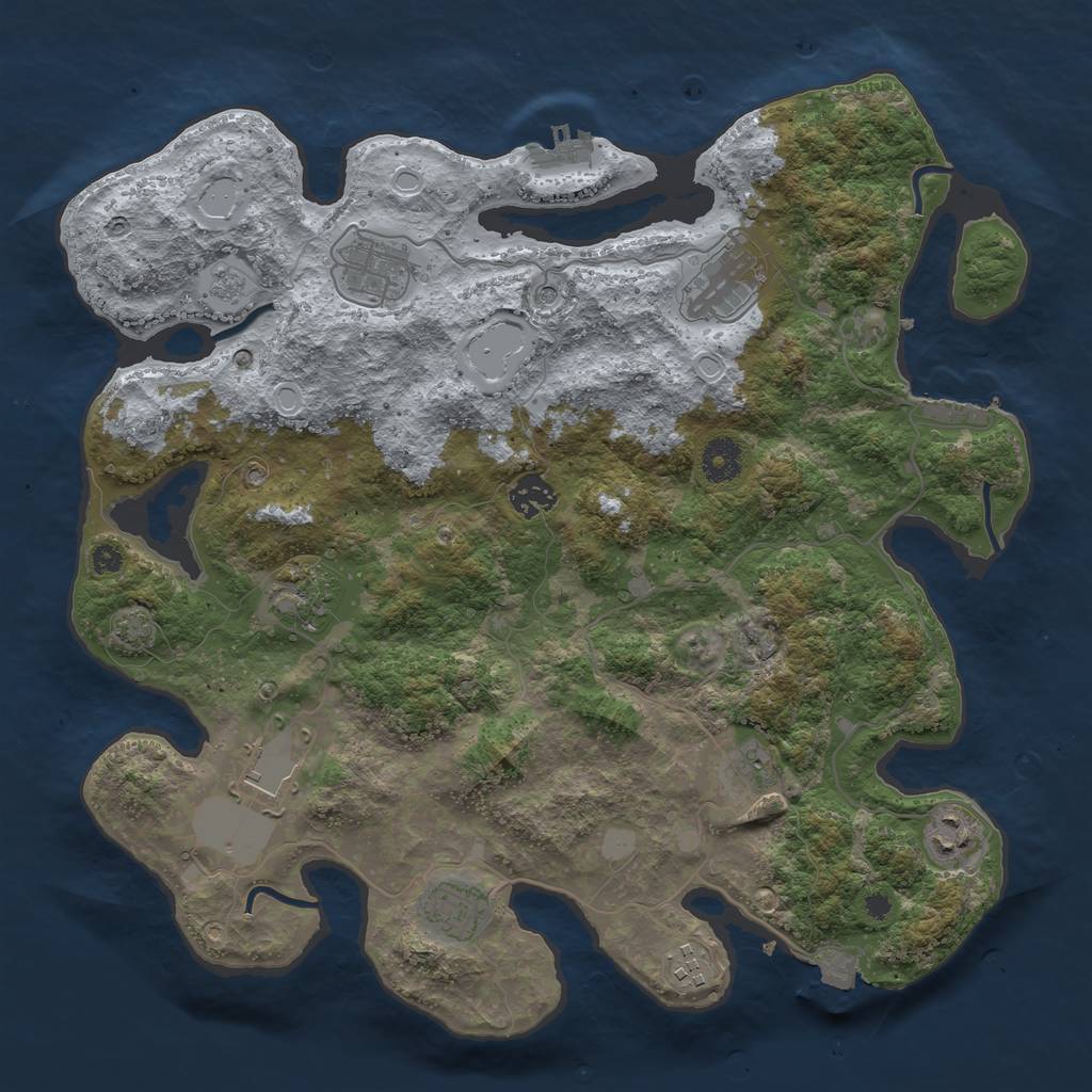 Rust Map: Procedural Map, Size: 3750, Seed: 287466139, 17 Monuments