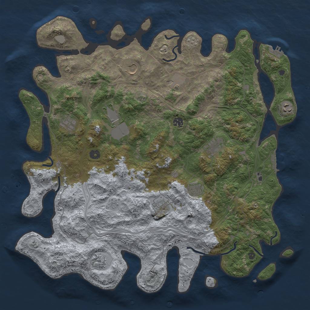 Rust Map: Procedural Map, Size: 4500, Seed: 96632, 18 Monuments