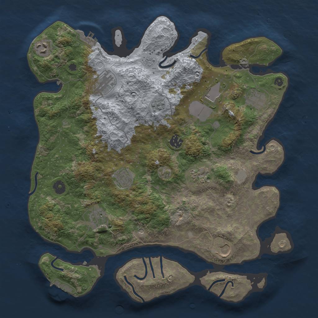 Rust Map: Procedural Map, Size: 3700, Seed: 213191570, 17 Monuments