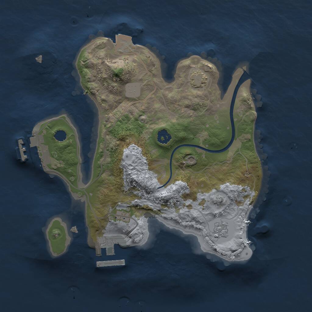 Rust Map: Procedural Map, Size: 2222, Seed: 283720916, 5 Monuments