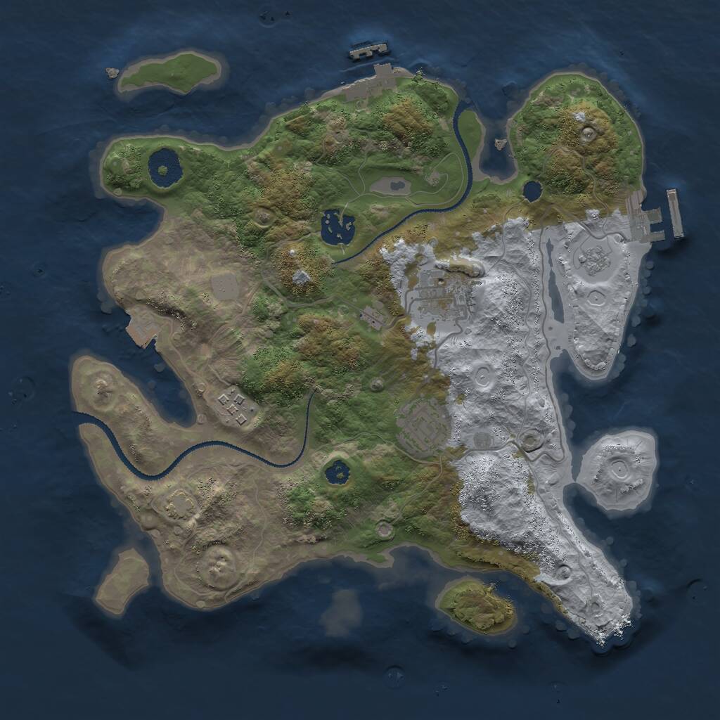 Rust Map: Procedural Map, Size: 3000, Seed: 578557346, 9 Monuments