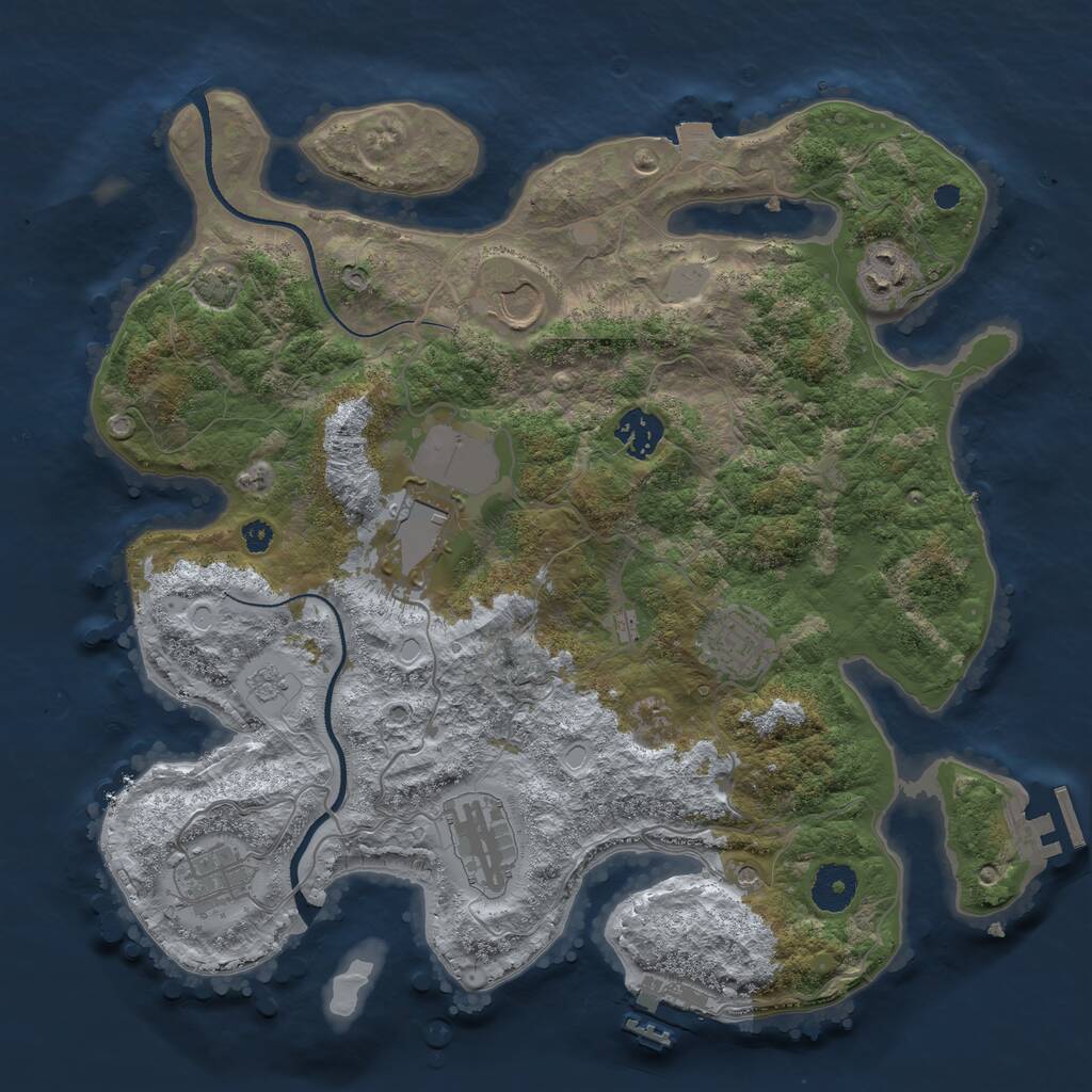 Rust Map: Procedural Map, Size: 3500, Seed: 1789893056, 13 Monuments