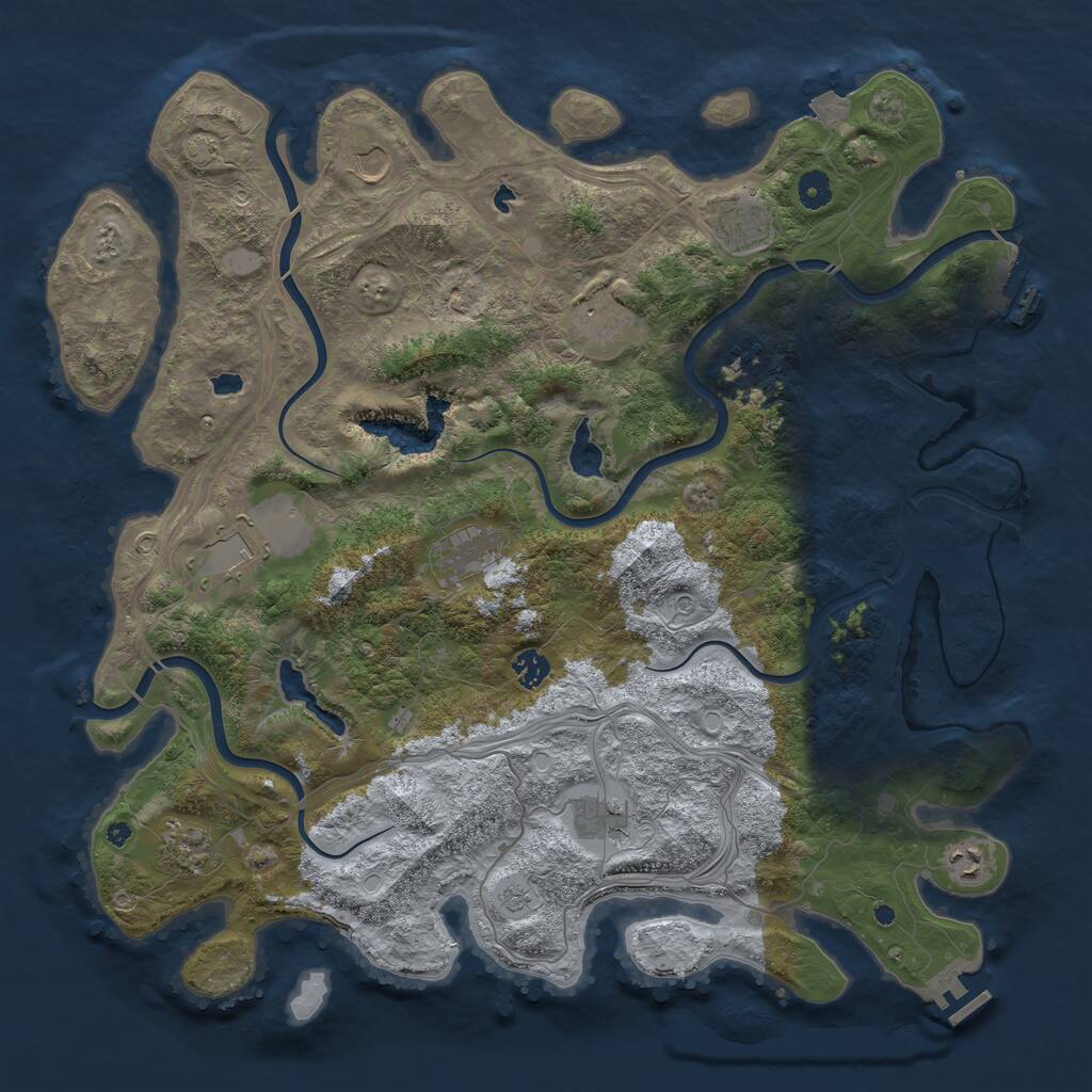 Rust Map: Procedural Map, Size: 4500, Seed: 1401728370, 16 Monuments