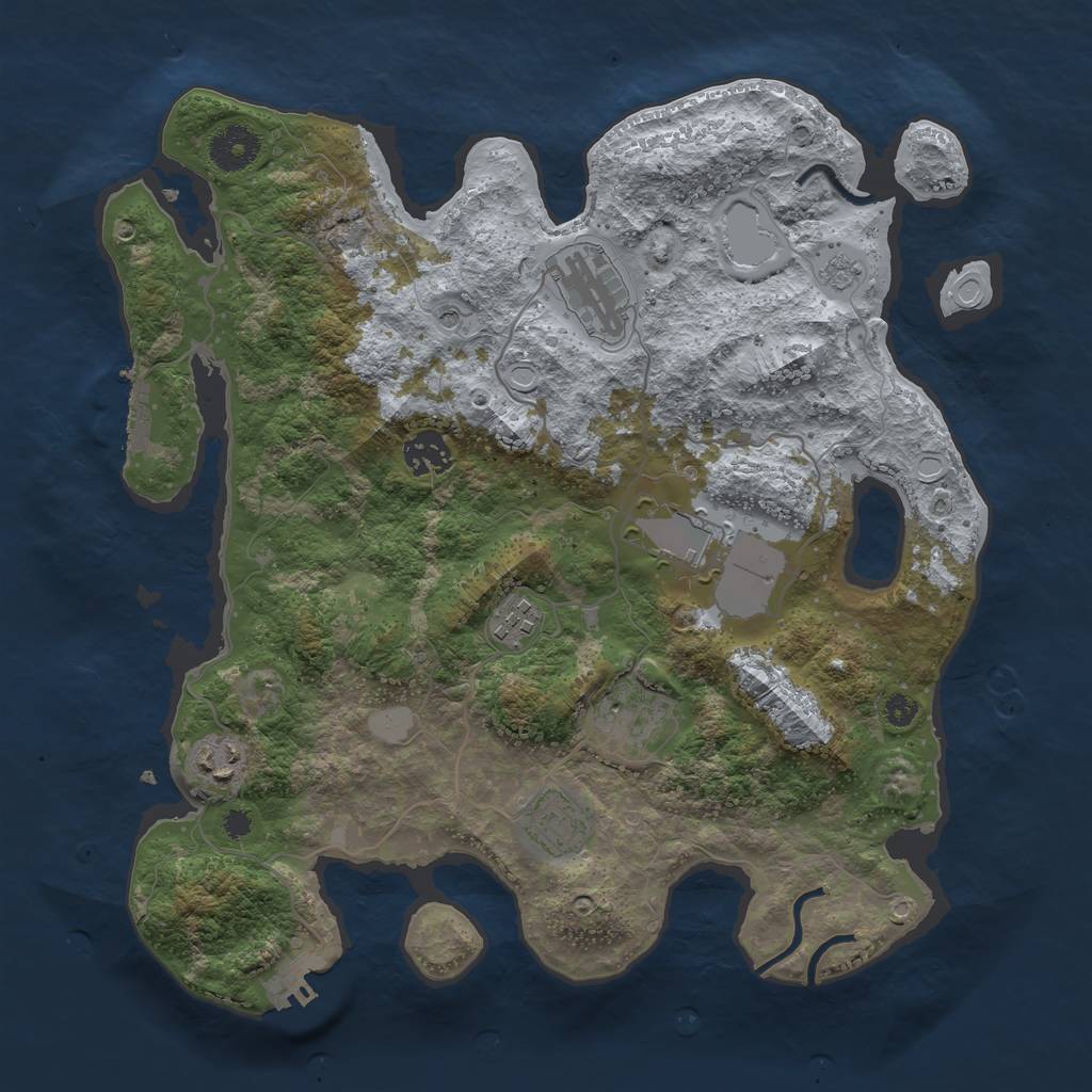 Rust Map: Procedural Map, Size: 3500, Seed: 693269, 14 Monuments