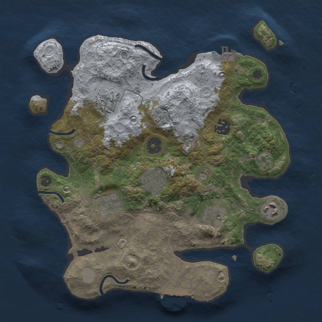 Rust Map: Procedural Map, Size: 3000, Seed: 1182990555, 14 Monuments