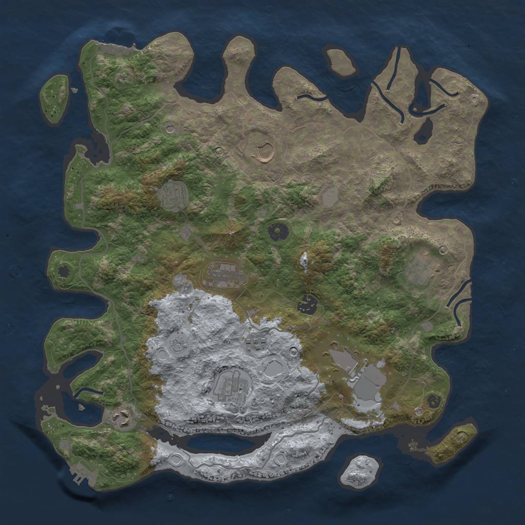 Rust Map: Procedural Map, Size: 4000, Seed: 65161, 16 Monuments