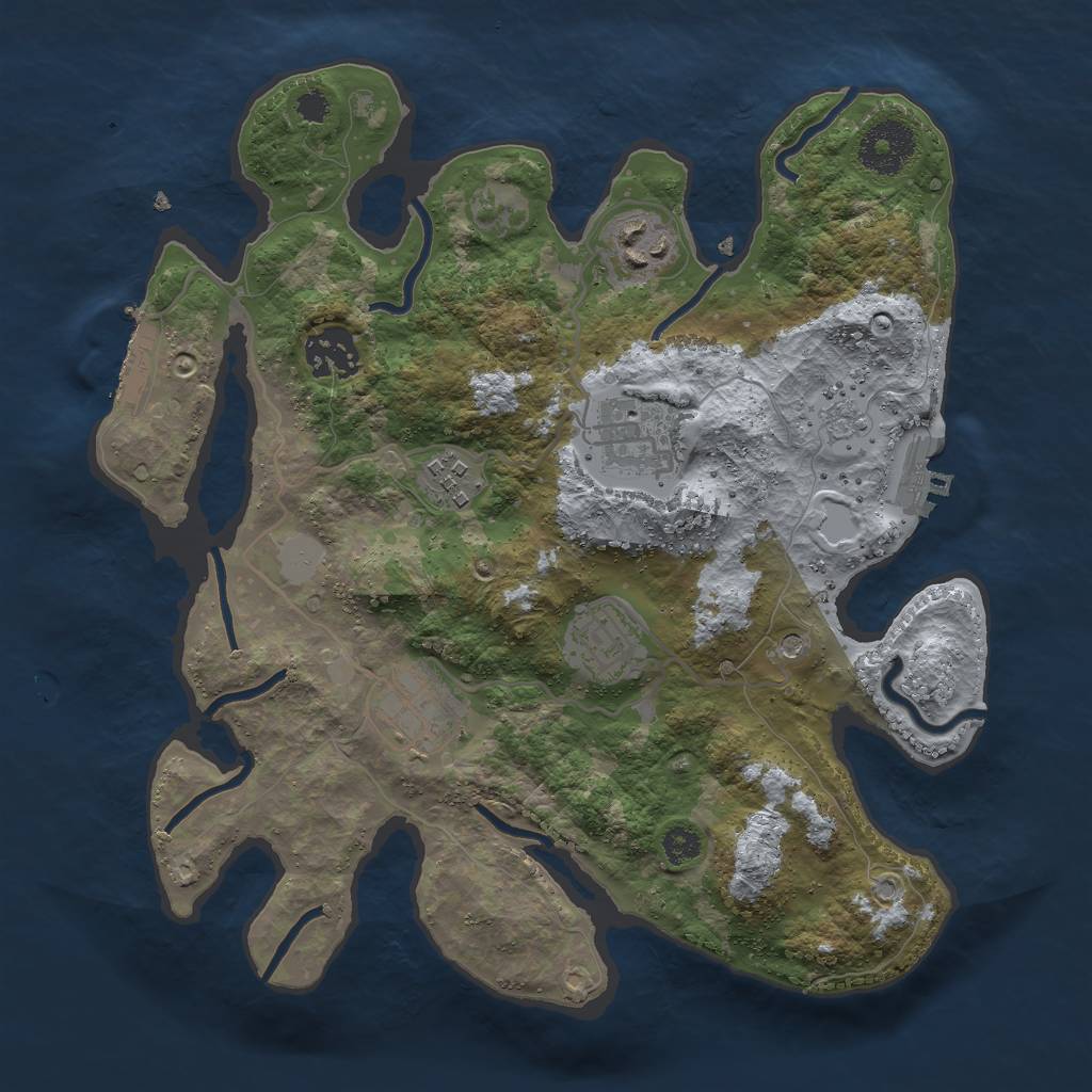 Rust Map: Procedural Map, Size: 3000, Seed: 8962, 13 Monuments