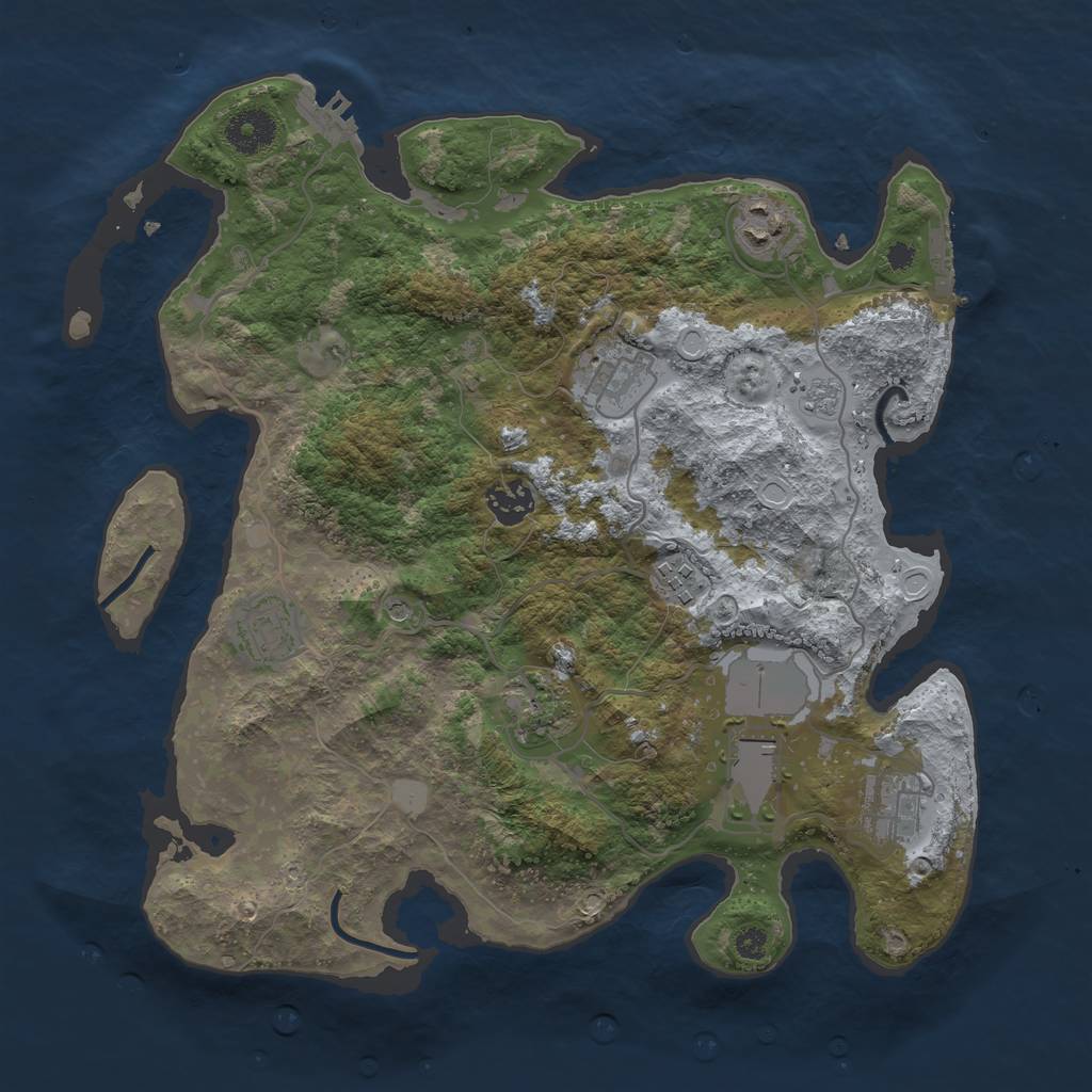 Rust Map: Procedural Map, Size: 3500, Seed: 1059784865, 15 Monuments