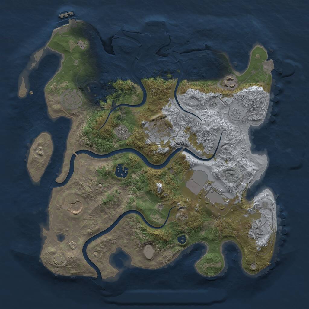 Rust Map: Procedural Map, Size: 3500, Seed: 1059784865, 14 Monuments
