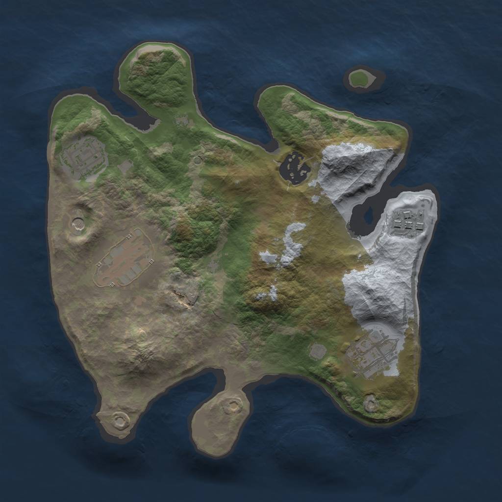 Rust Map: Barren, Size: 2500, Seed: 476044308, 8 Monuments