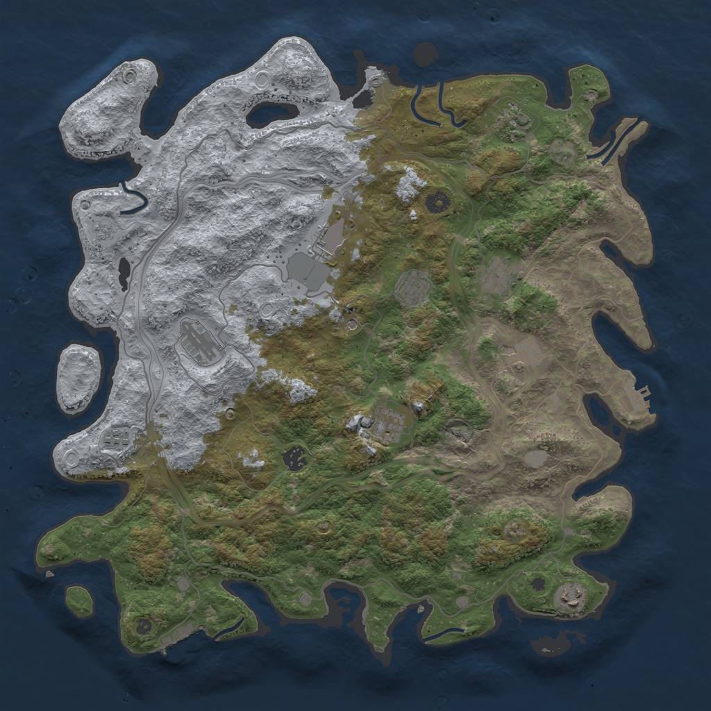 Rust Map: Procedural Map, Size: 4500, Seed: 710852581, 17 Monuments