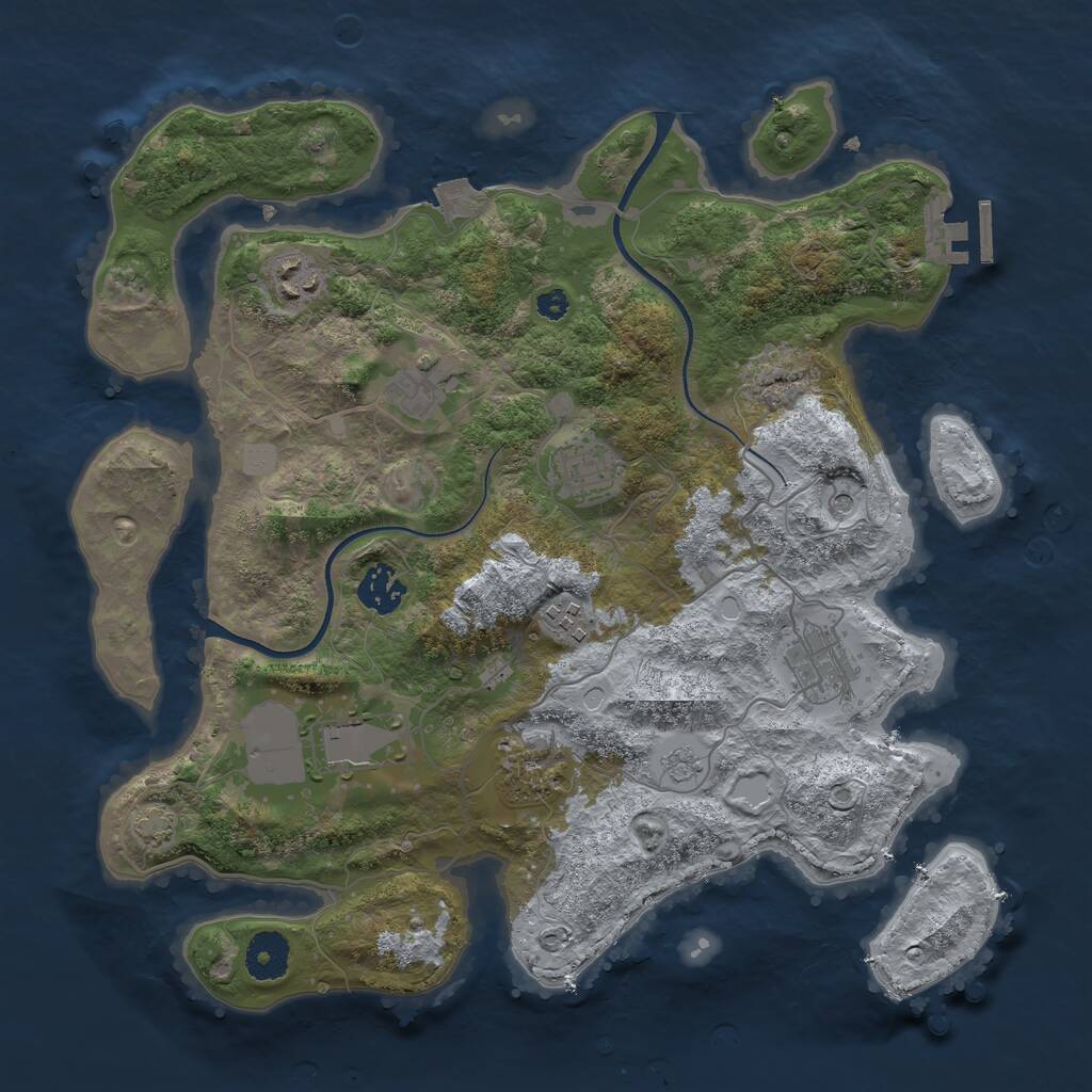 Rust Map: Procedural Map, Size: 3500, Seed: 18452763, 13 Monuments