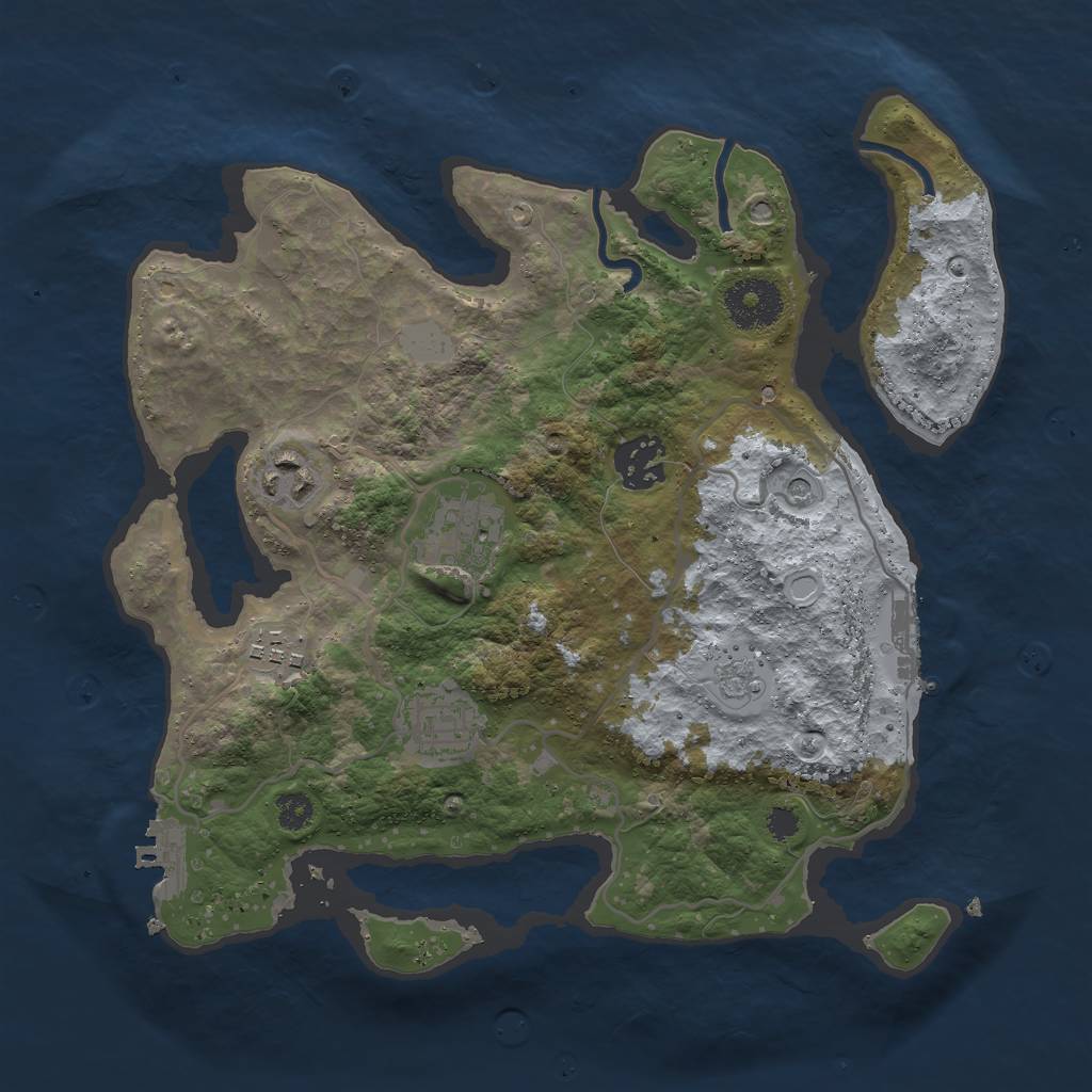 Rust Map: Procedural Map, Size: 3000, Seed: 1405659741, 12 Monuments