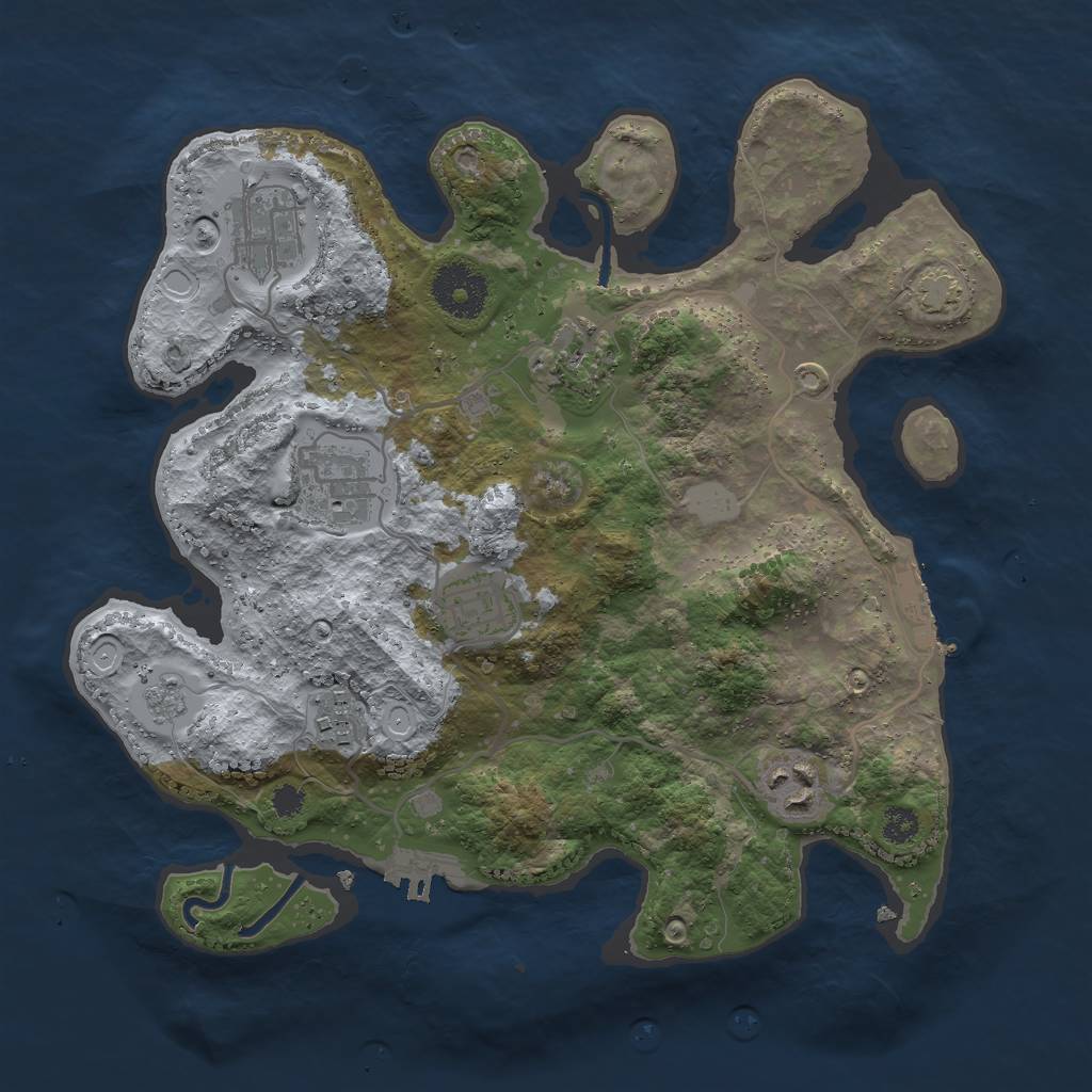 Rust Map: Procedural Map, Size: 3000, Seed: 21206021, 13 Monuments