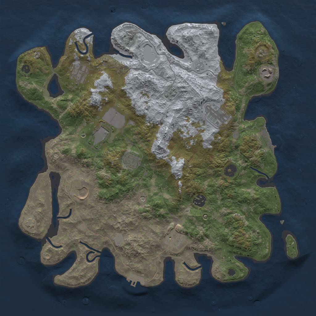 Rust Map: Procedural Map, Size: 3800, Seed: 13854615, 17 Monuments