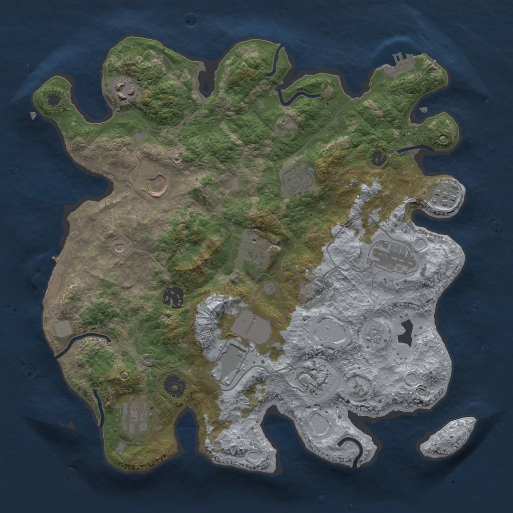 Rust Map: Procedural Map, Size: 3500, Seed: 9636, 17 Monuments