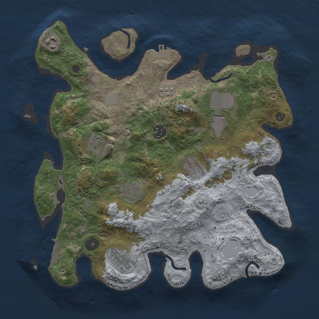Rust Map: Procedural Map, Size: 3500, Seed: 198423342, 15 Monuments