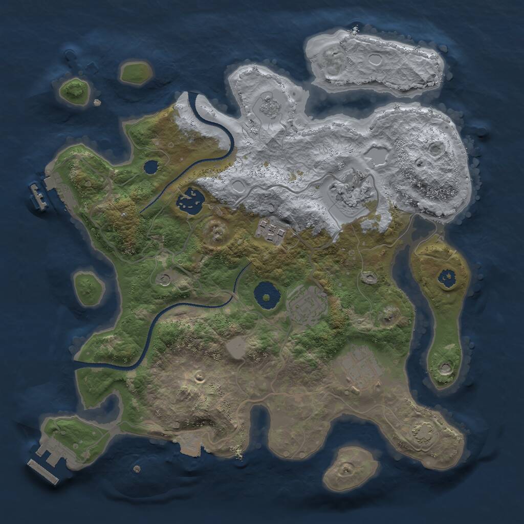 Rust Map: Procedural Map, Size: 3000, Seed: 841, 11 Monuments