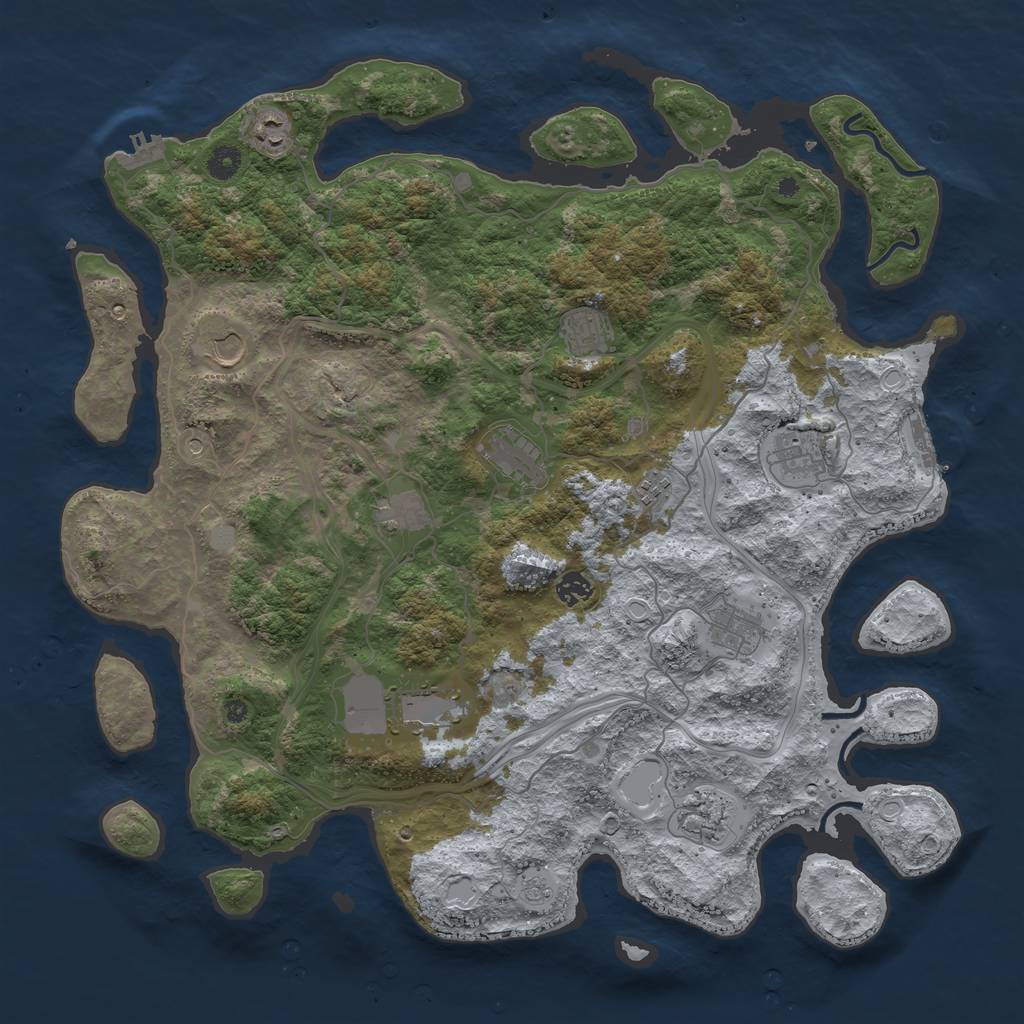 Rust Map: Procedural Map, Size: 4500, Seed: 128129042, 18 Monuments