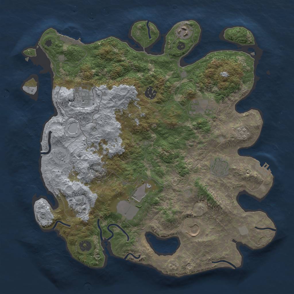 Rust Map: Procedural Map, Size: 3700, Seed: 181886782, 16 Monuments