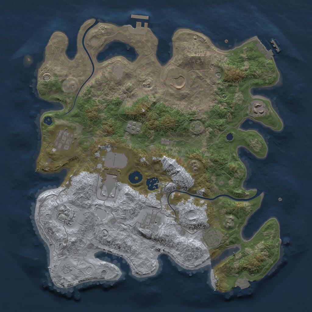 Rust Map: Procedural Map, Size: 3600, Seed: 1768700150, 15 Monuments