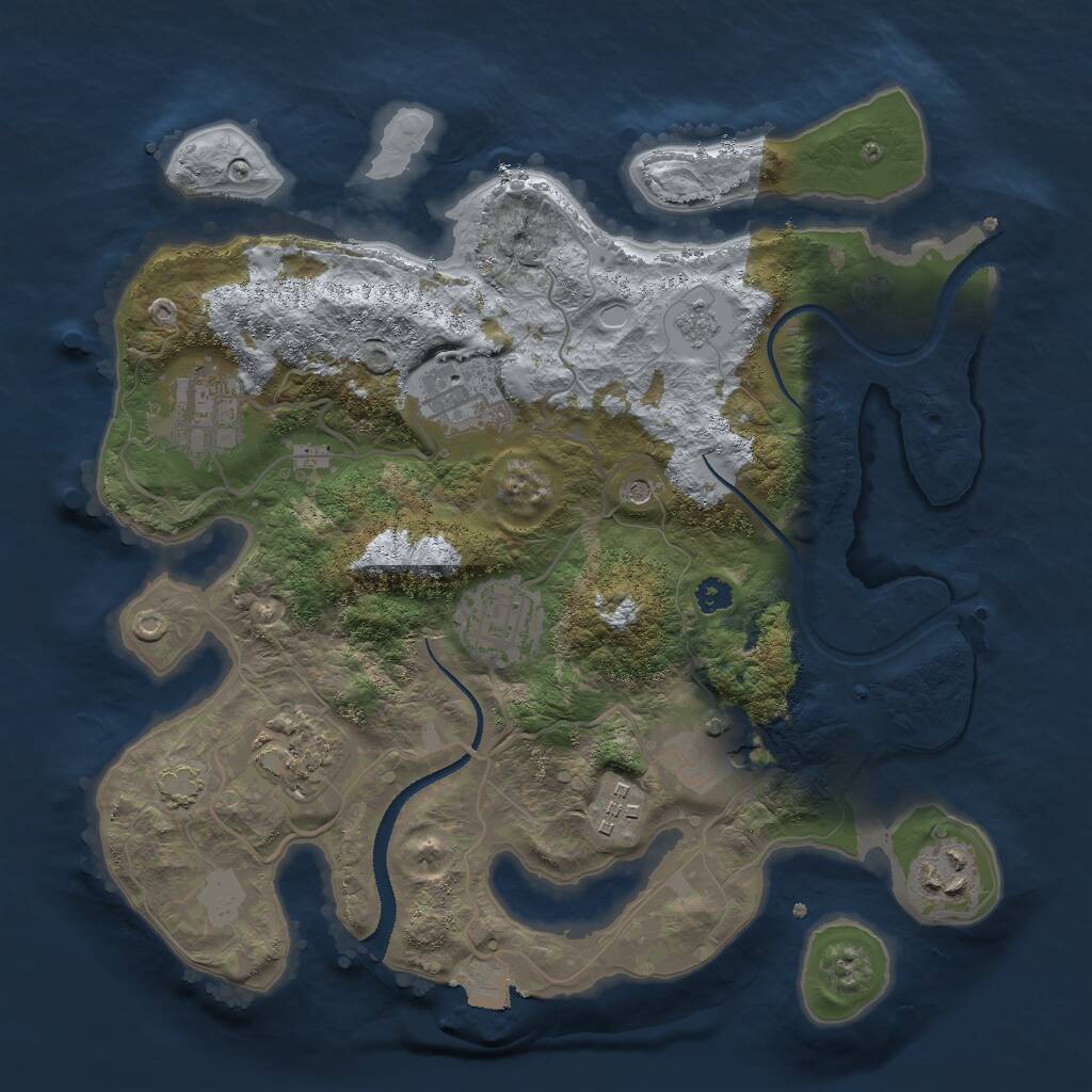 Rust Map: Procedural Map, Size: 3000, Seed: 11211, 11 Monuments