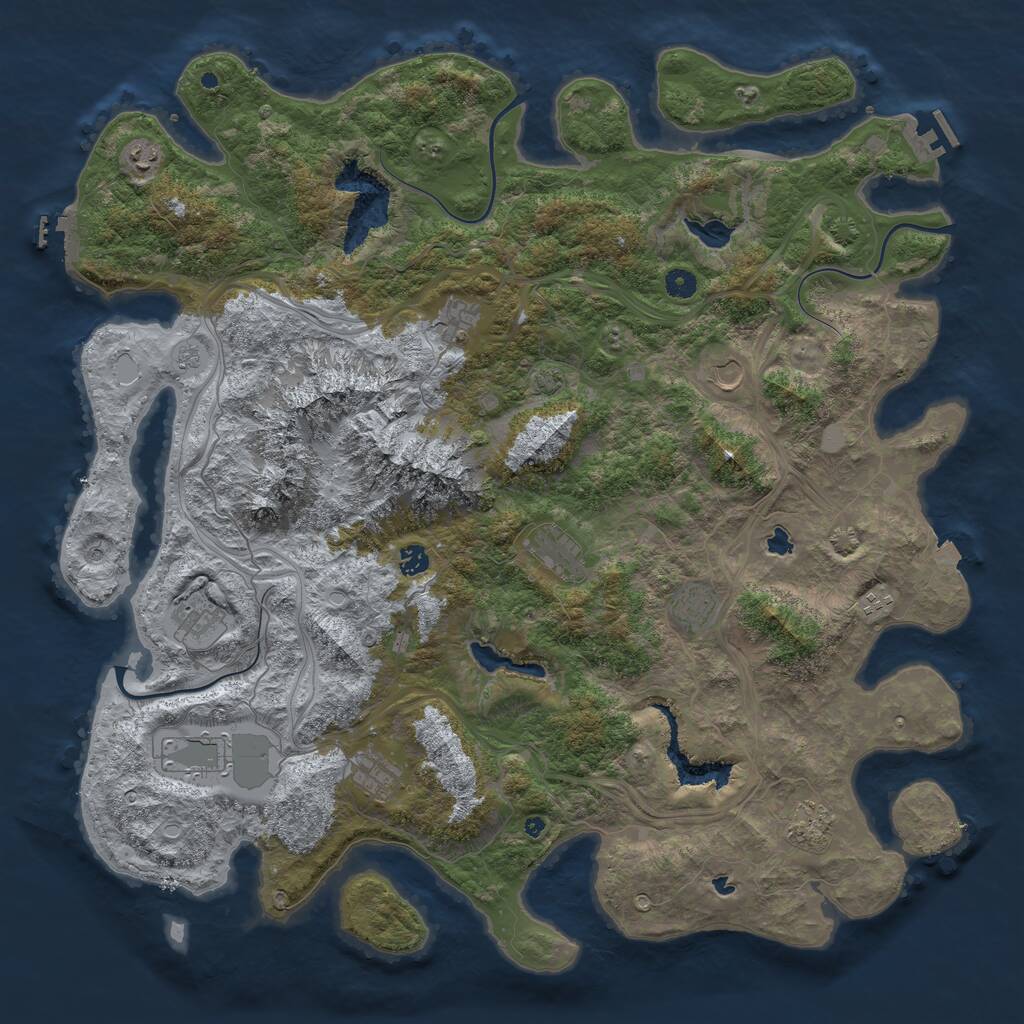 Rust Map: Procedural Map, Size: 5000, Seed: 2046518550, 17 Monuments