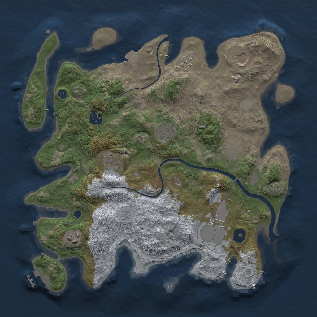 Rust Map: Procedural Map, Size: 3500, Seed: 1543504954, 13 Monuments