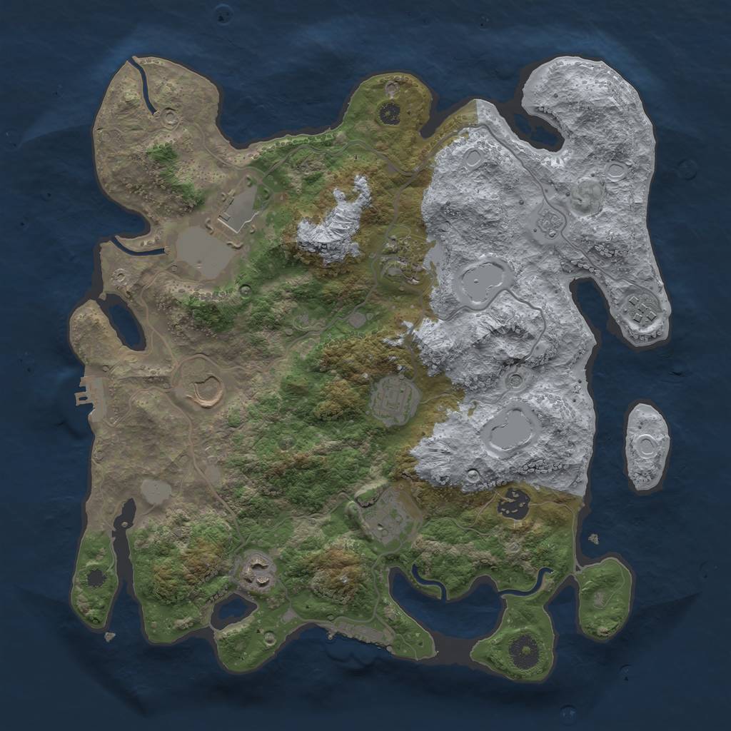 Rust Map: Procedural Map, Size: 3500, Seed: 1243567890, 15 Monuments