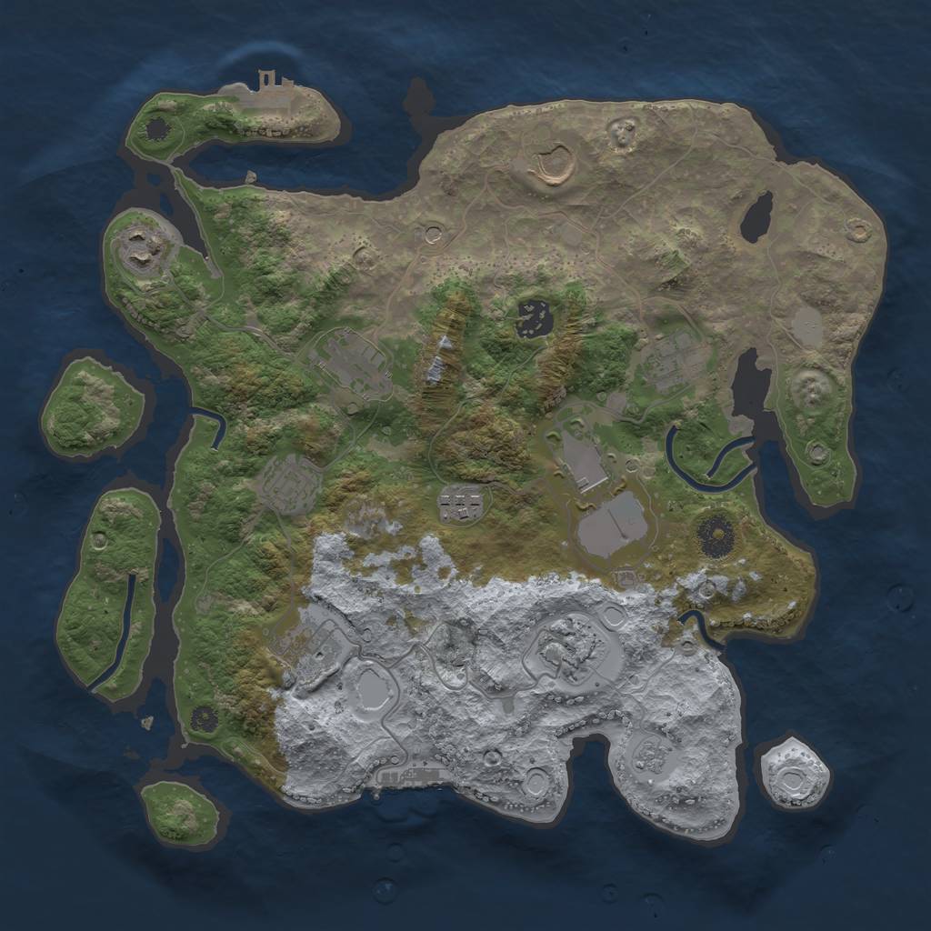 Rust Map: Procedural Map, Size: 3500, Seed: 469622806, 17 Monuments
